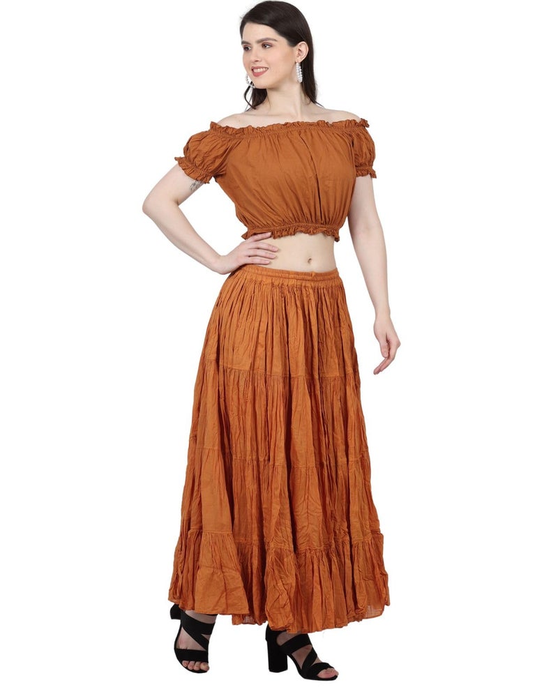 WevezÂ® Women's Plus Size Gypsy 25 Yard Long Flowy Solid Color Renaissance fair Skirt (Copper) - Image 4